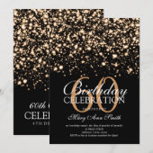 Elegante 60e verjaardag partij Gold Midnight Glam Kaart (Voorkant / Achterkant)