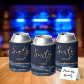 Elegante 60e verjaardag Party Blauw Gouden Agaat Blikjeskoeler