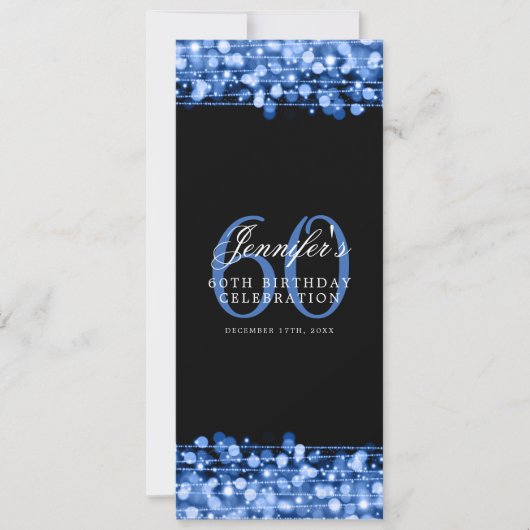 Elegante 60e verjaardag Party Menu Navy Kaart (Voorkant)