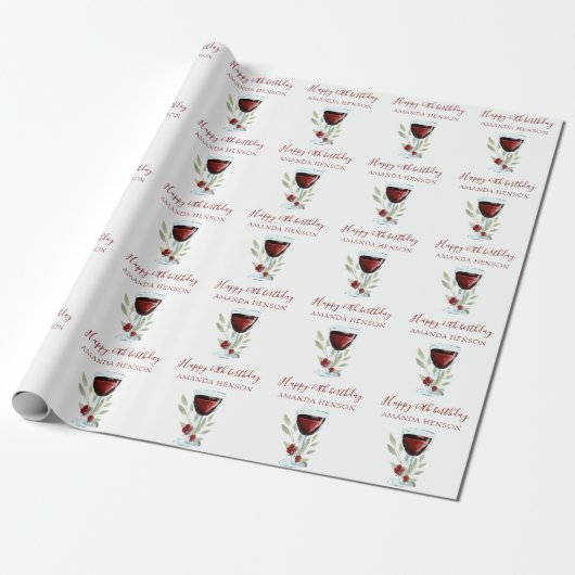 Elegante 60e verjaardag rode wijn cadeaupapier (Uitgerold)