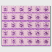 Elegante 60e verjaardag Roze glitter met strepen Cadeaupapier (Vlak)