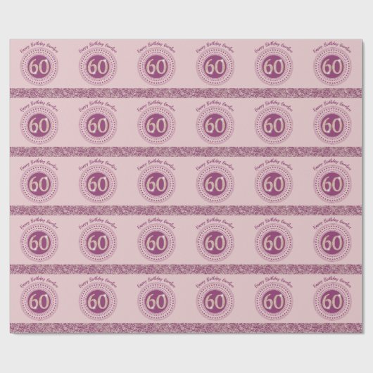 Elegante 60e verjaardag Roze Gouden Glitters & Str Cadeaupapier (Vlak)