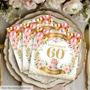 Elegante 60e verjaardag servetten gouden glitter b