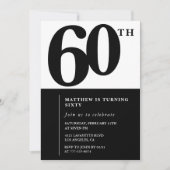Elegante 60e verjaardag uitnodiging Black Chic Mod (Voorkant)