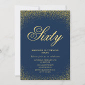 Elegante 60e verjaardag uitnodiging Gold Navy Glam (Voorkant)