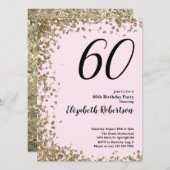 Elegante 60e verjaardag uitnodiging roze gouden Se (Voorkant / Achterkant)