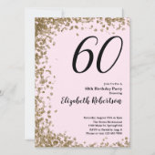 Elegante 60e verjaardag uitnodiging roze gouden Se (Voorkant)