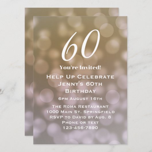 Elegante 60e verjaardag uitnodiging voor haar (Voorkant / Achterkant)