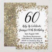Elegante 60e verjaardag uitnodiging voor haar in g (Voorkant / Achterkant)