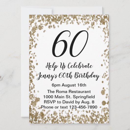 Elegante 60e verjaardag uitnodiging voor haar in g (Voorkant)