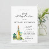 Elegante 60e verjaardag witte wijn verrassingsfees kaart (Staand voorkant)