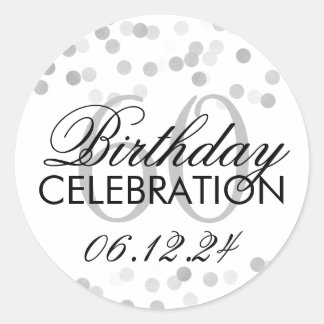 Elegante 60e verjaardag Zilveren Folie Glitter Lig Ronde Sticker