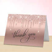 Elegante 60e Verjaardagsfeestje Roos Gouden Glitte Bedankkaart