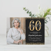 Elegante 60e verjaardagsfoto uitnodiging (Staand voorkant)