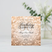 Elegante 60e Verjaardagspartij Koper Glitter Light Kaart (Staand voorkant)