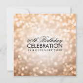Elegante 60e Verjaardagspartij Koper Glitter Light Kaart (Achterkant)