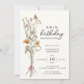 Elegante 60ste Floral Verjaardag Kaart (Voorkant)