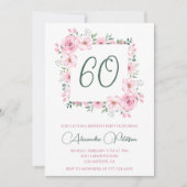 Elegante 60ste verjaardag uitnodigingen Floral Pin (Voorkant)