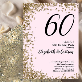 Elegante 60ste verjaardagsuitnodiging Roze Goud Lo Kaart