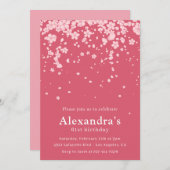 Elegante 61e verjaardag uitnodigingen Pink Floral (Voorkant / Achterkant)