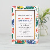 Elegante 62e verjaardag uitnodigingen Tropical Flo (Staand voorkant)