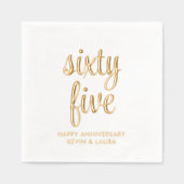 Elegante 65e bruiloft Jubileum Gold Foil servetten (Voorkant)