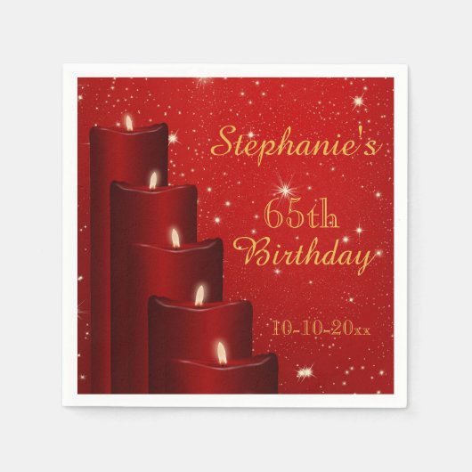 Elegante 65e verjaardag kaarsen met sprankeling servet (Voorkant)