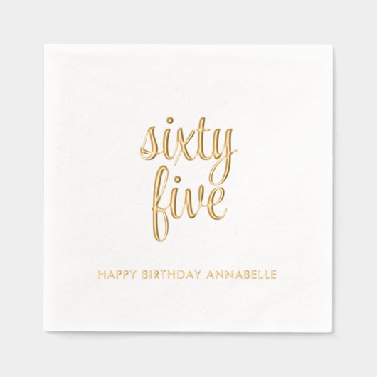Elegante 65e verjaardag moderne gouden folie serve folie servetten (Voorkant)
