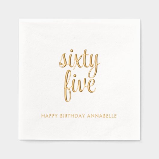 Elegante 65e verjaardag moderne gouden folie serve servetten (Voorkant)