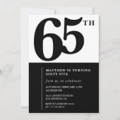 Elegante 65e verjaardag uitnodiging Black Chic Mod (Voorkant)