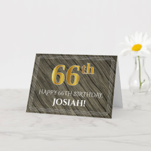 Elegante 66e verjaardag: Faux hout, Faux Gold look Kaart