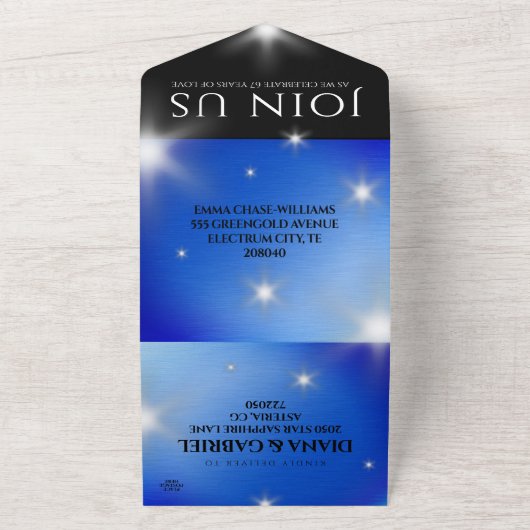 Elegante 67e Ster Saffier Huwelijksjubileum All In One Uitnodiging (Buitenkant)