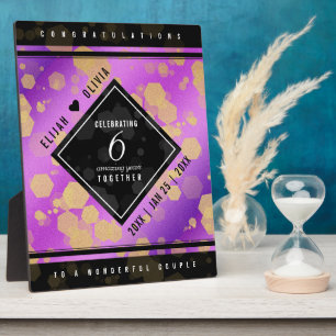 Elegante 6e amethist bruiloft jubileum fotoplaat