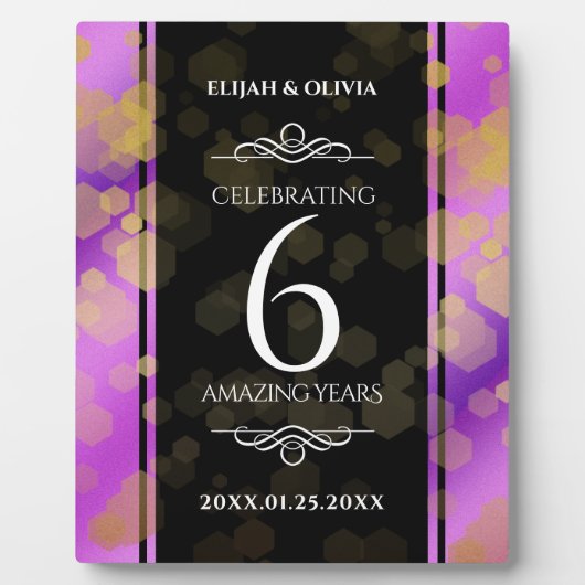 Elegante 6e amethist bruiloft jubileum fotoplaat (Voorkant)