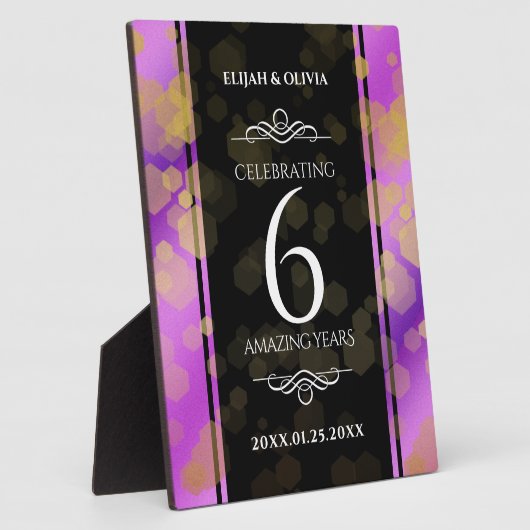 Elegante 6e amethist bruiloft jubileum fotoplaat (Zijkant)