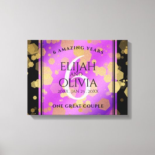 Elegante 6e amethist bruiloftjubileum canvas afdruk (Voorkant)