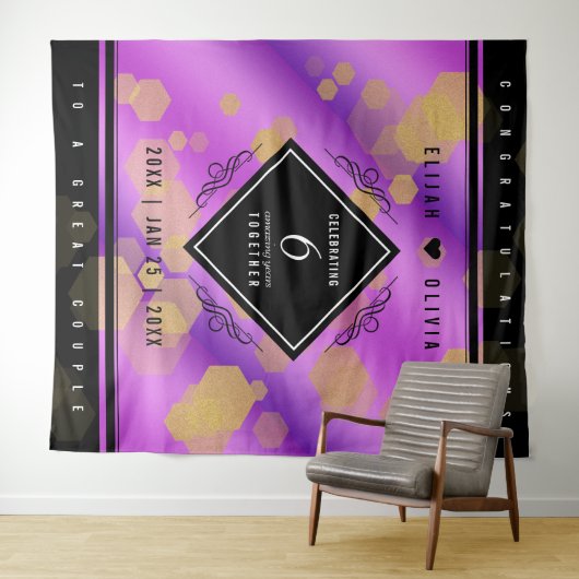 Elegante 6e Amethist Bruiloftjubileum Wandkleed (In Situ (horizontaal))