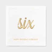 Elegante 6e verjaardag Modern Gold Foil servetten (Voorkant)