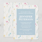 Elegante 6e verjaardag uitnodigingen Floral Boho C (Voorkant / Achterkant)