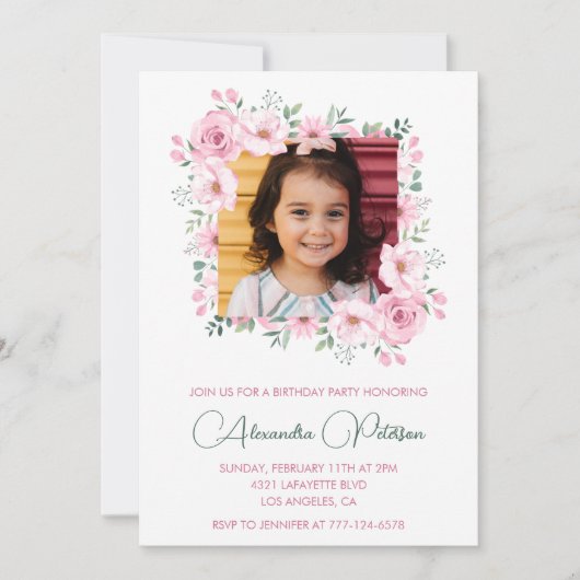 Elegante 6e verjaardag uitnodigingen Foto Boho (Voorkant)