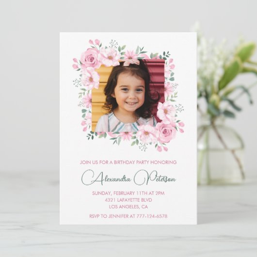 Elegante 6e verjaardag uitnodigingen Foto Boho (Staand voorkant)