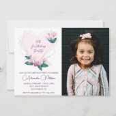 Elegante 6e verjaardagsuitnodigingen Bloem Foto Kaart (Voorkant)