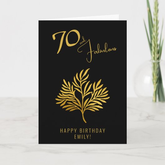Elegante 70 en fantastische gouden twijgen 70e ver kaart (Voorkant)
