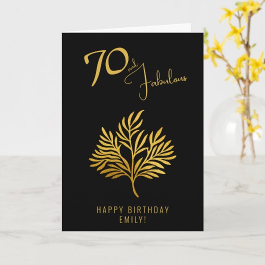 Elegante 70 en fantastische gouden twijgen 70e ver kaart (Gele Bloem)