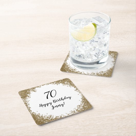 Elegante 70e mijlpaal verjaardagsfeest zwart goud kartonnen onderzetters (Insitu)