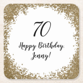 Elegante 70e mijlpaal verjaardagsfeest zwart goud kartonnen onderzetters