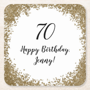 Elegante 70e mijlpaal verjaardagsfeest zwart goud kartonnen onderzetters