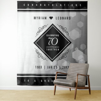 Elegante 70e platina huwelijksjubileum wandkleed