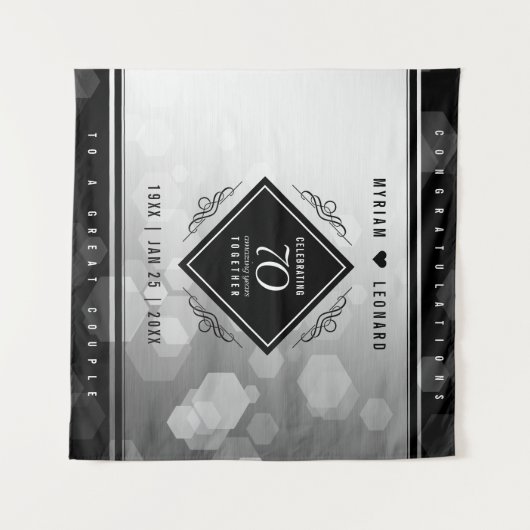 Elegante 70e platina huwelijksjubileum wandkleed (Voorkant (horizontaal))