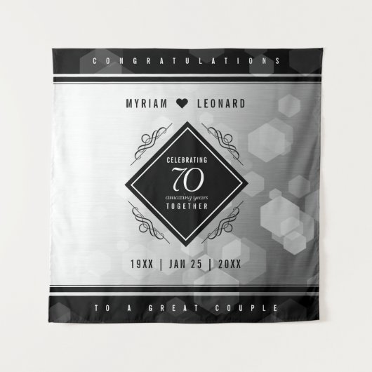 Elegante 70e platina huwelijksjubileum wandkleed (Voorkant)